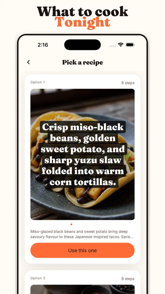 What to cook tonight. Pick a recipe.