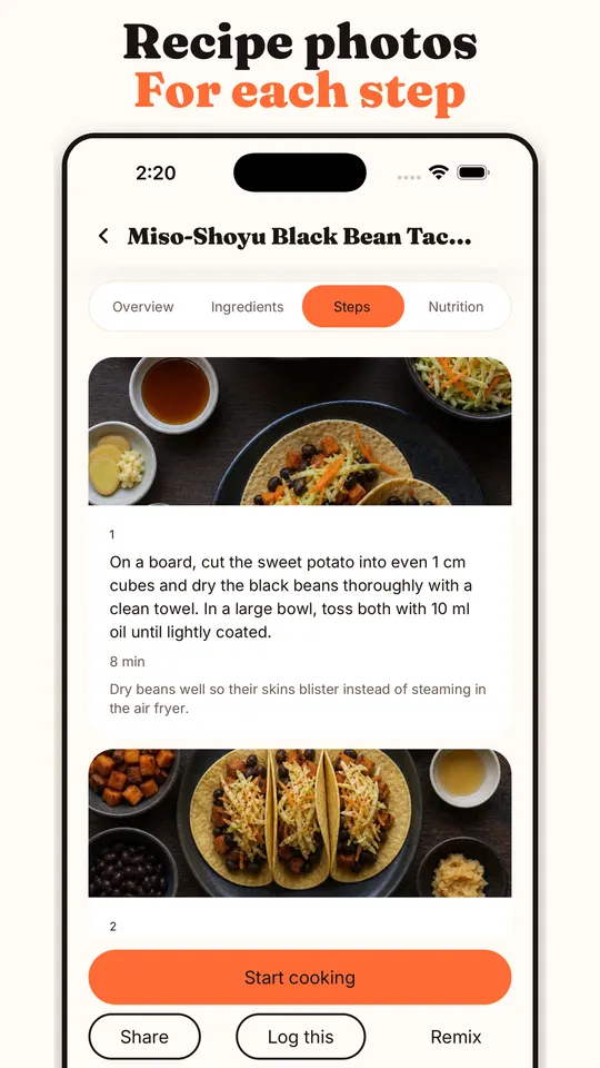 Recipe photos for every step.