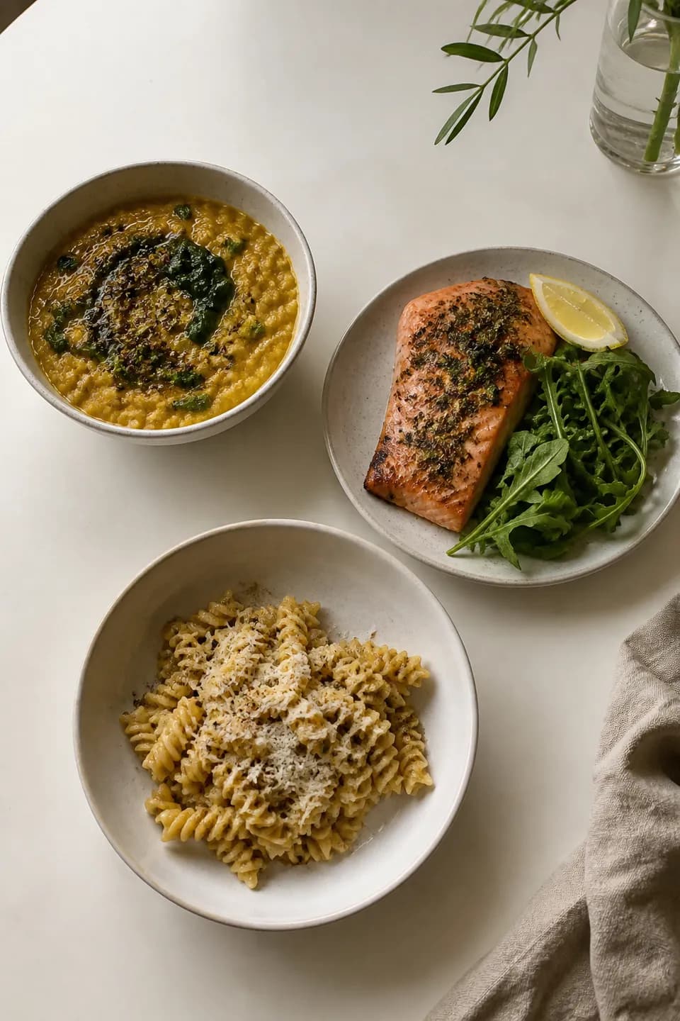Three plated dinners from a cook journal